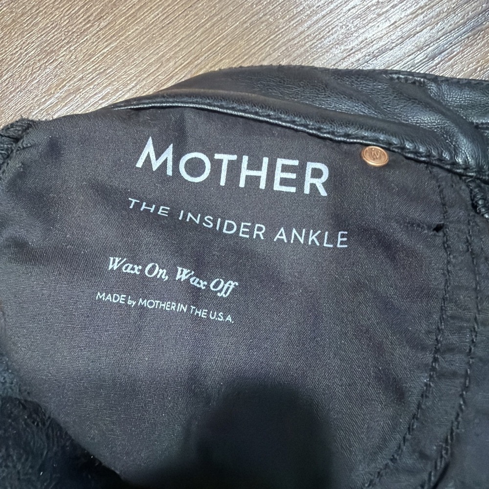 MOTHER The Insider Ankle Wax On Wax Off Woman's Size 25 Faux Vegan Leather Black - Picture 7 of 16